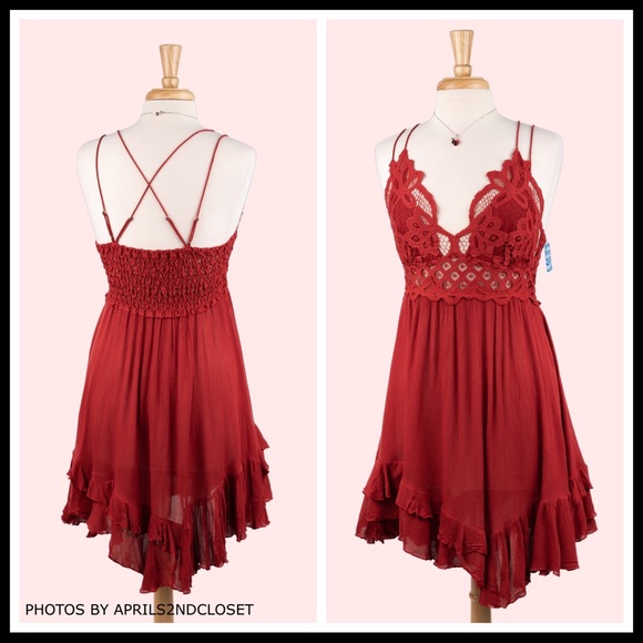 FREE PEOPLE BOHO SLIP CROCHET LACE SUN DRESS A3C - Picture 3 of 16